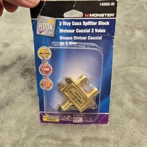 Monster 2 Way Coax Splitter Block 5-900 MHz Gold Plated 140005-00 New
